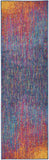 10' Blue And Orange Abstract Runner Rug