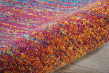 8' Blue And Orange Abstract Runner Rug