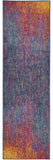 8' Blue And Orange Abstract Runner Rug