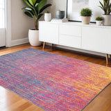 4' X 6' Blue And Orange Abstract Area Rug