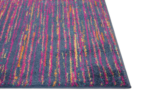 7' X 10' Blue And Orange Abstract Area Rug