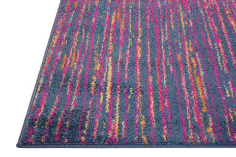 7' X 10' Blue And Orange Abstract Area Rug