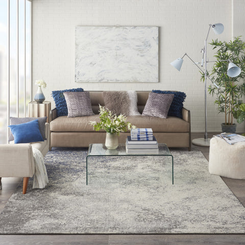 7' X 10' Gray And Ivory Abstract Area Rug