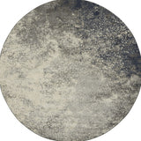 8' Gray And Ivory Abstract Round Rug
