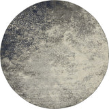 8' Gray And Ivory Abstract Round Rug