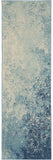 6' Blue And Ivory Abstract Runner Rug