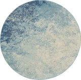 5' Blue And Ivory Abstract Round Rug