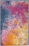 2' X 3' Blue And Orange Abstract Area Rug