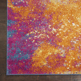 8' Blue And Orange Abstract Runner Rug