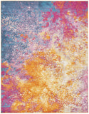 7' X 10' Blue And Orange Abstract Area Rug