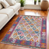5' X 7' Gray Blue And Orange Ogee Area Rug