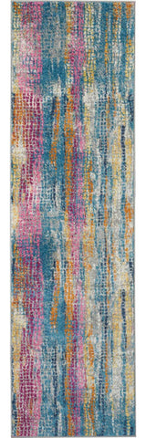 8' Gray And Ivory Abstract Distressed Runner Rug