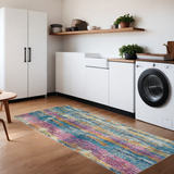 8' Gray And Ivory Abstract Distressed Runner Rug