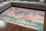 7' X 10' Gray And Ivory Abstract Distressed Area Rug