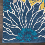 10' Blue And Gold Floral Runner Rug