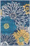 2' X 3' Blue And Gold Floral Area Rug
