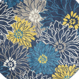 8' X 10' Ivory Floral Washable Non Skid Indoor Outdoor Area Rug