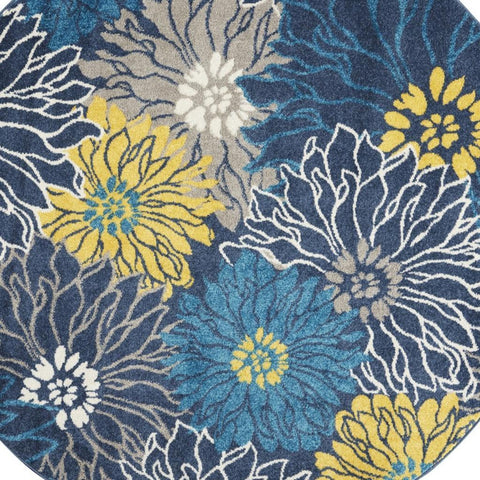 8' X 10' Ivory Floral Washable Non Skid Indoor Outdoor Area Rug