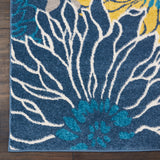 5' X 7' Blue And Gold Floral Area Rug