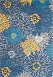 7' X 10' Blue And Gold Floral Area Rug