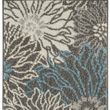 6' Blue And Gray Floral Runner Rug
