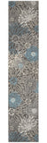 10' Blue And Gray Floral Runner Rug