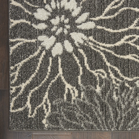 4' X 6' Blue And Gray Floral Area Rug