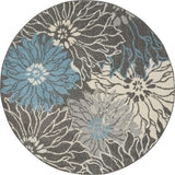 3' X 5' Purple and Green Floral Washable Non Skid Indoor Outdoor Area Rug