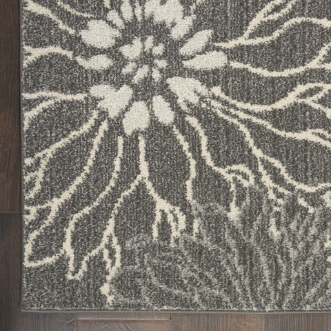 5' X 7' Blue And Gray Floral Area Rug