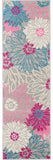 6' Gray And Pink Floral Runner Rug
