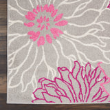 4' X 6' Gray And Pink Floral Area Rug