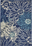 2' X 3' Blue And Ivory Floral Area Rug