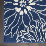 6' Blue And Ivory Floral Runner Rug