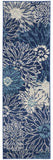 6' Blue And Ivory Floral Runner Rug