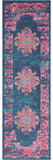 6' Blue And Pink Medallion Distressed Runner Rug
