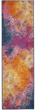 6' Blue And Orange Abstract Runner Rug