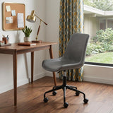 Gray and Black Adjustable Swivel Faux Leather Rolling Office Chair