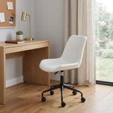White and Black Adjustable Swivel Faux Leather Rolling Office Chair