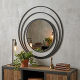 32" Black Oval Steel Framed Accent Mirror