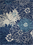 5' X 7' Blue And Ivory Floral Area Rug