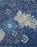 7' X 10' Blue And Ivory Floral Area Rug