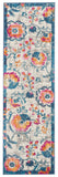 6' Ivory And Blue Floral Runner Rug