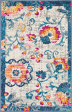 2' X 3' Ivory And Blue Floral Area Rug
