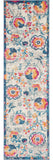 8' Ivory And Blue Floral Runner Rug
