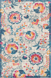 4' X 6' Ivory And Blue Floral Area Rug