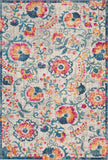 7' X 10' Ivory And Blue Floral Area Rug