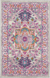 2' X 3' Light Gray And Pink Medallion Area Rug