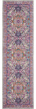 10' Light Gray And Pink Medallion Runner Rug