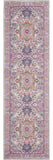 8' Light Gray And Pink Medallion Runner Rug