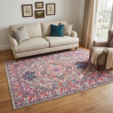 5' X 7' Light Gray And Pink Medallion Area Rug